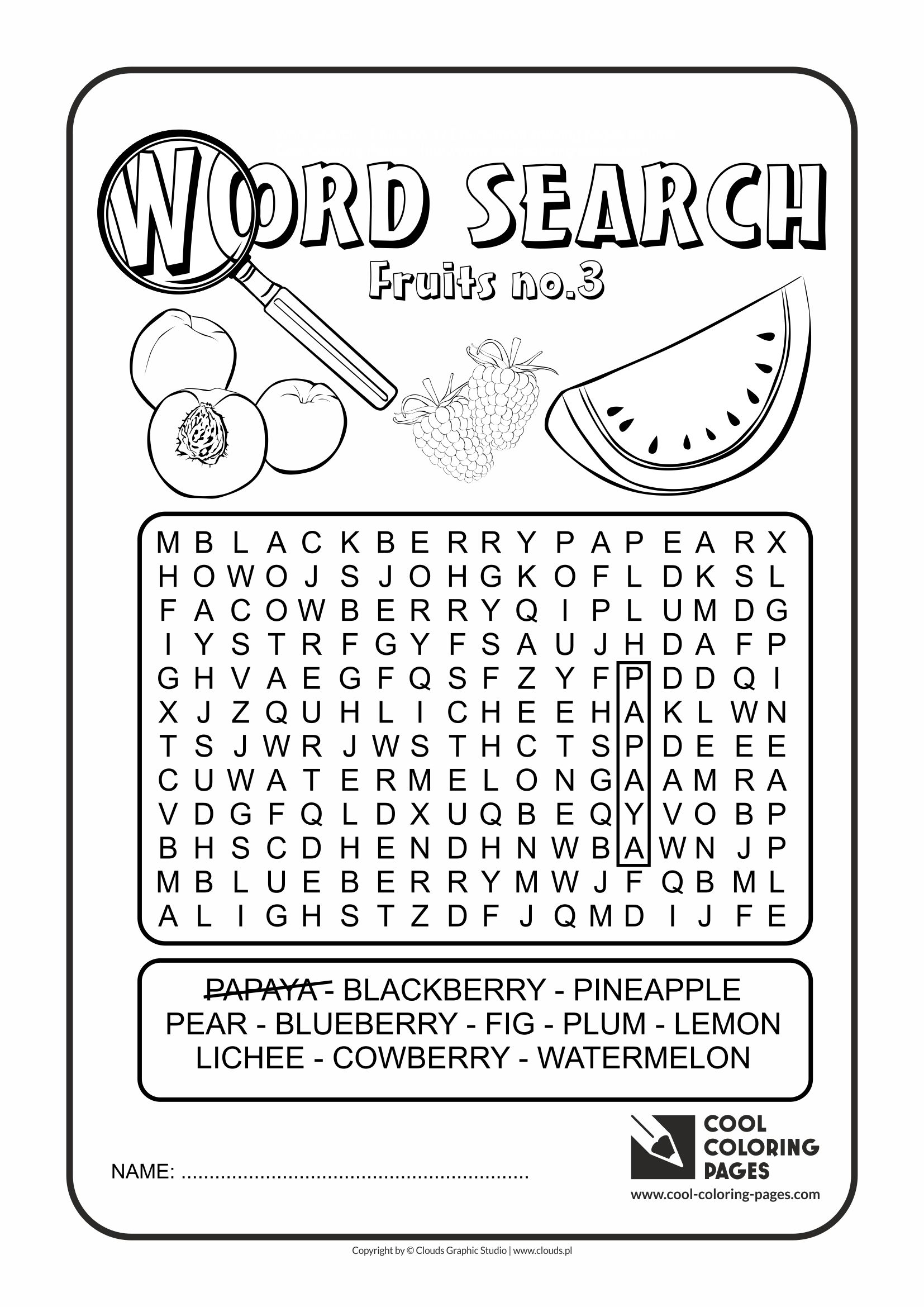 word coloring fruits cool educational activities