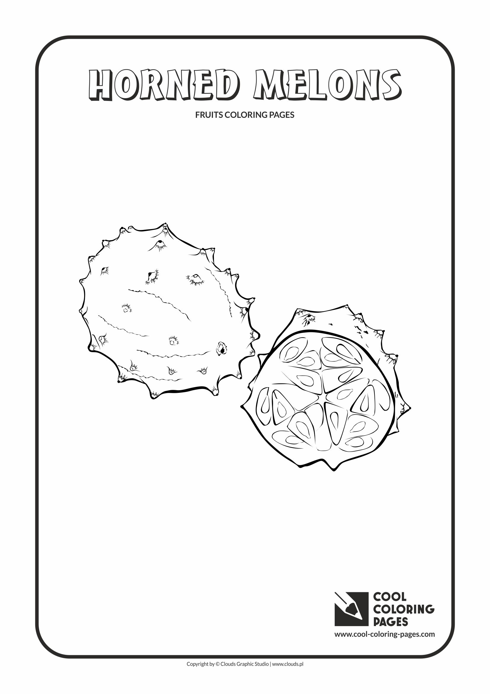 Cool Coloring Pages - Plants / Horned melons / Coloring page with horned melons