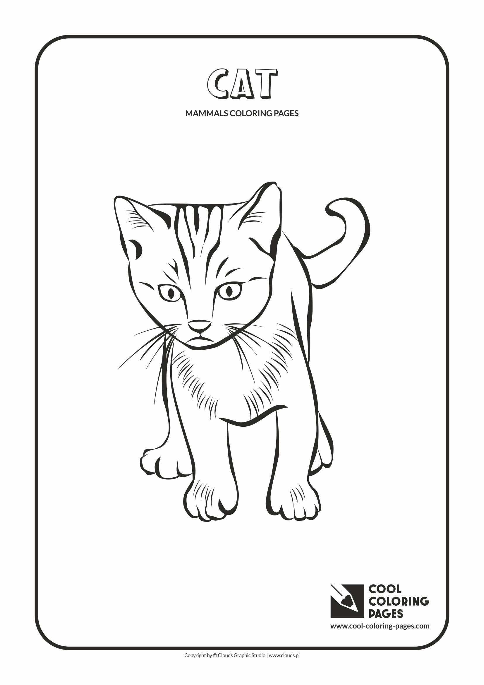 Cool Coloring Pages - Animals / Mammals. Coloring page with cat