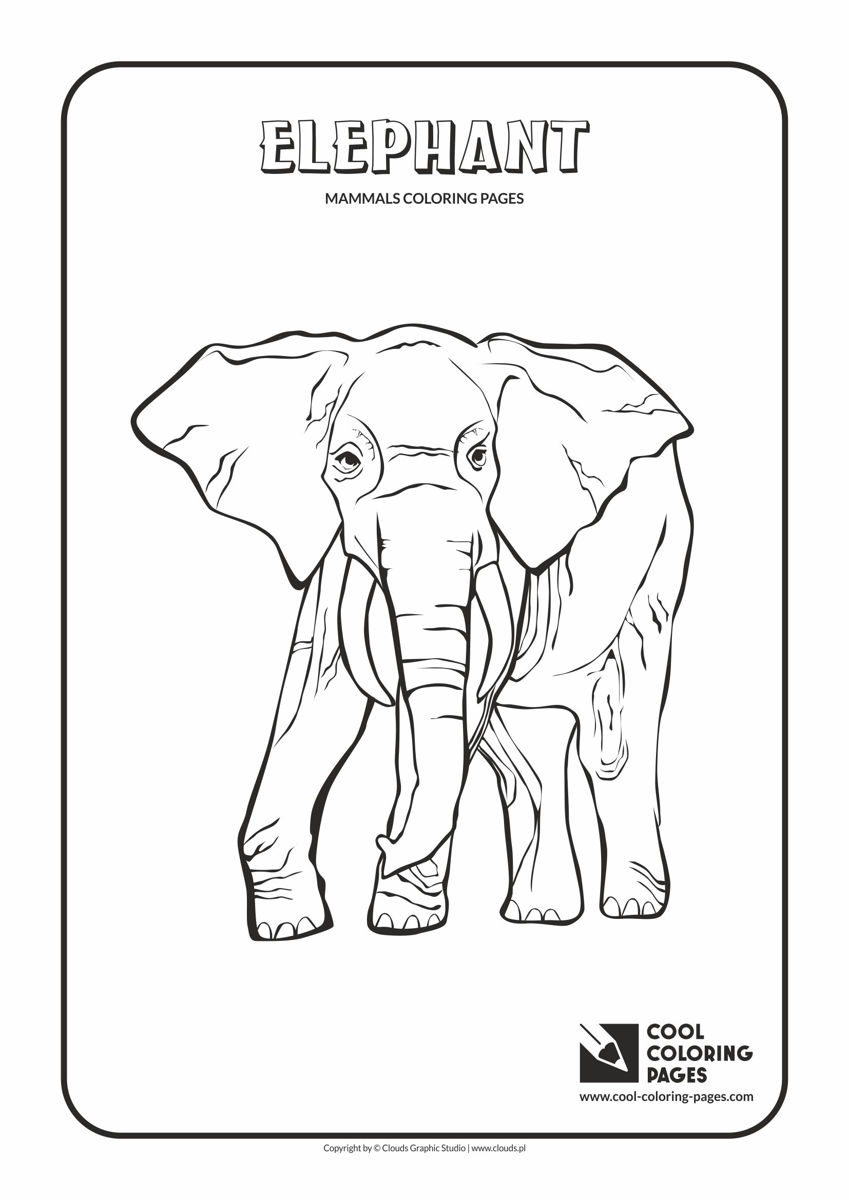 Cool Coloring Pages - Animals / Mammals. Coloring page with elephant