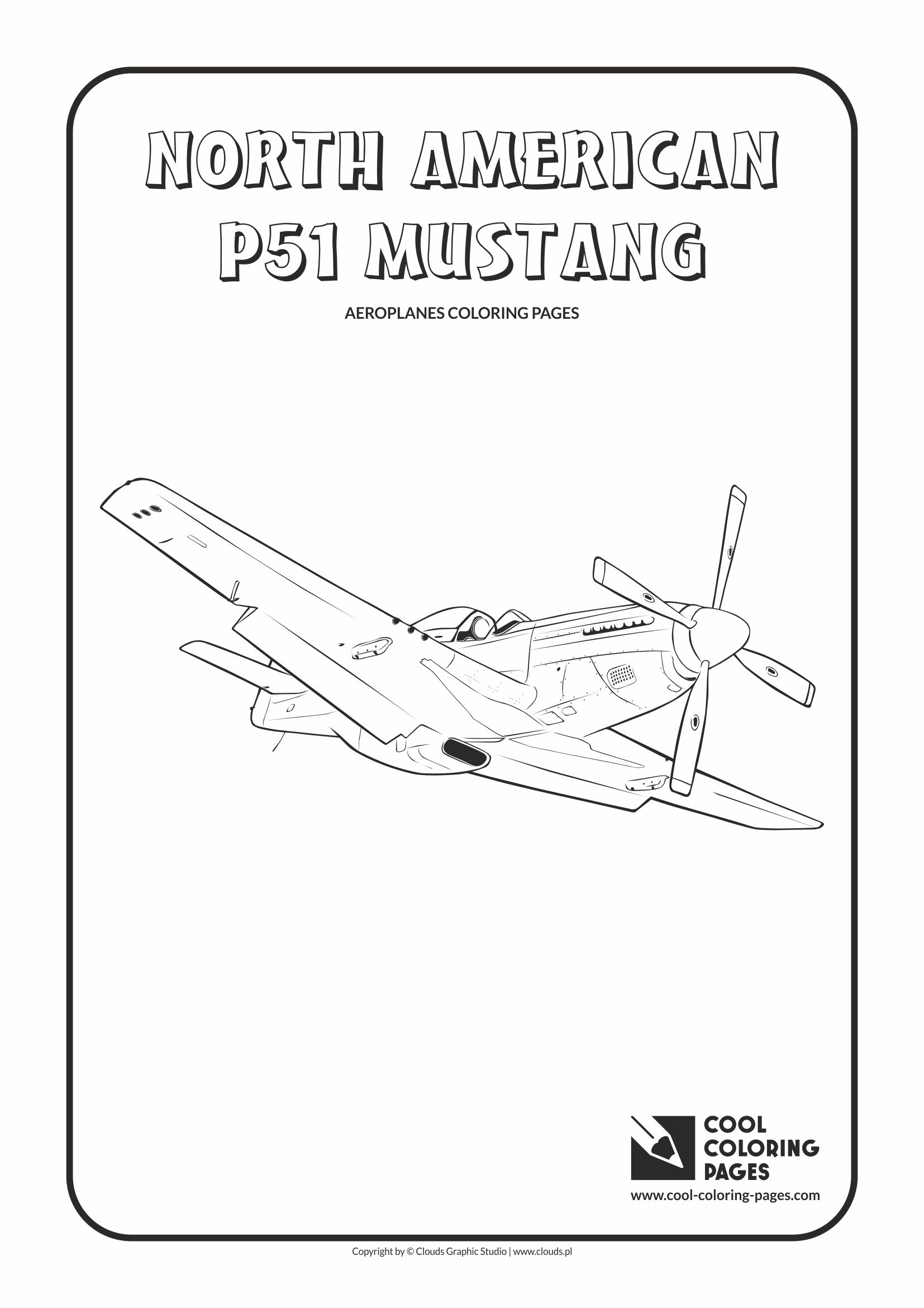 Cool Coloring Pages - Vehicles / North American P-51 Mustang / Coloring page with North American P-51 Mustang