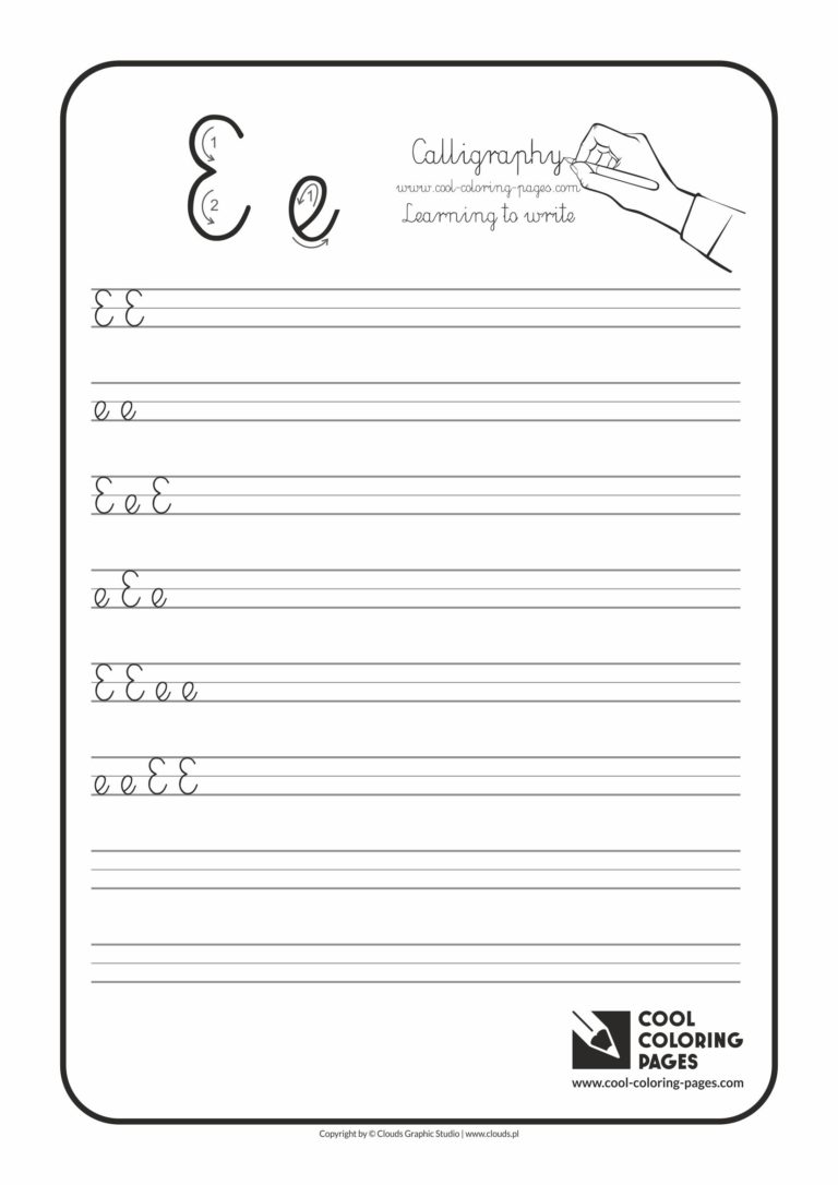 Cool Coloring Pages Letter E - Calligraphy for kids - Cool Coloring ...