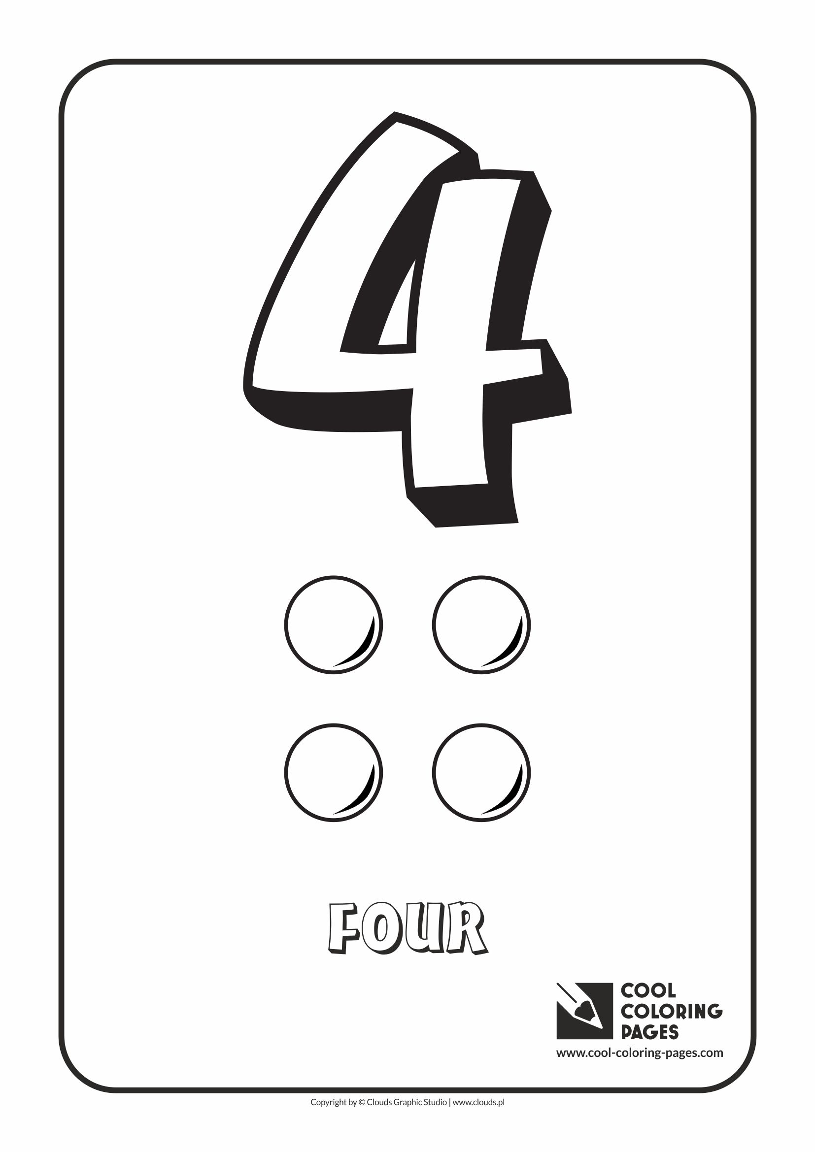 Cool Coloring Pages - Digits / Digit 4 / Coloring page with digit 4