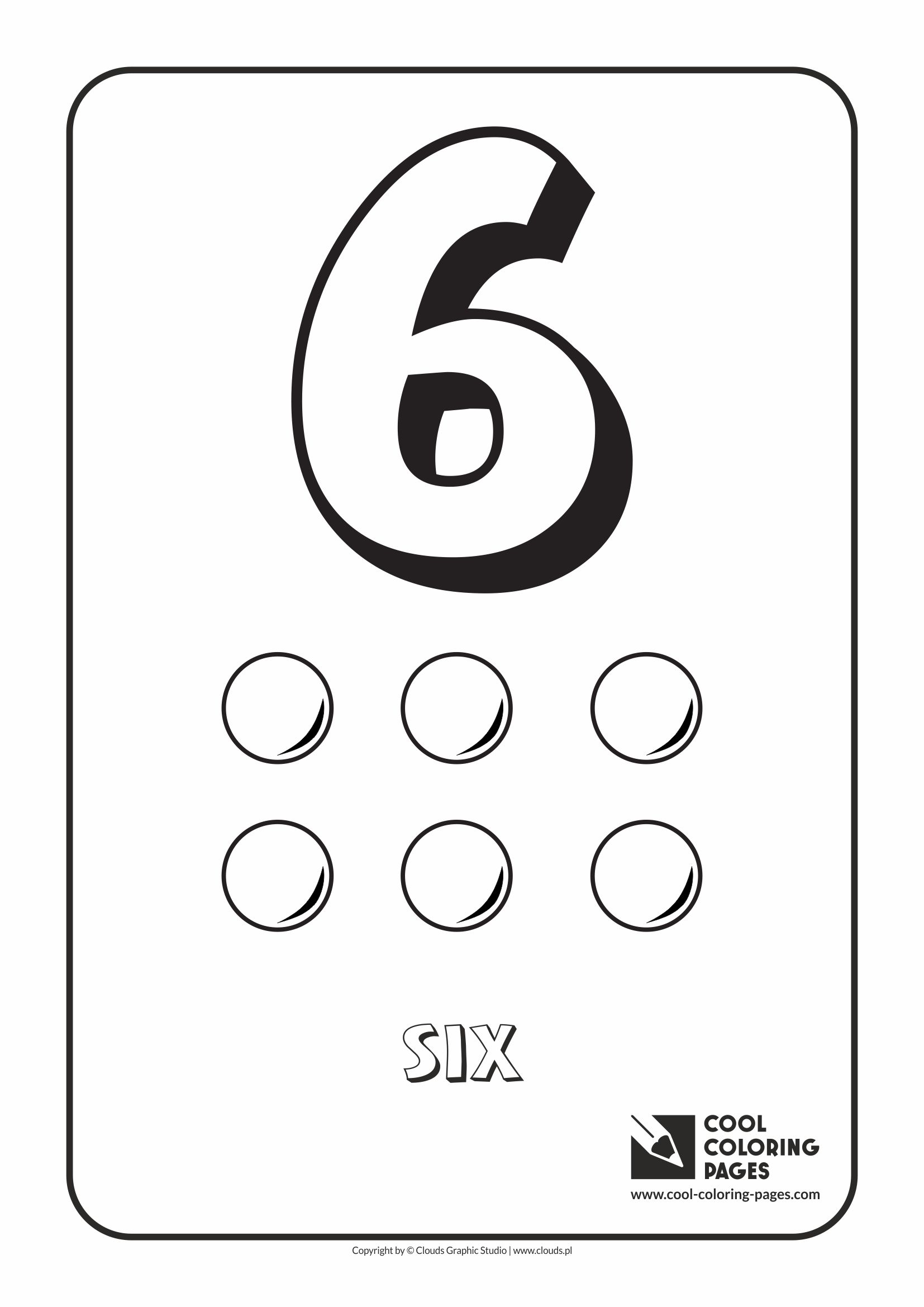 Cool Coloring Pages - Digits / Digit 6 / Coloring page with digit 6