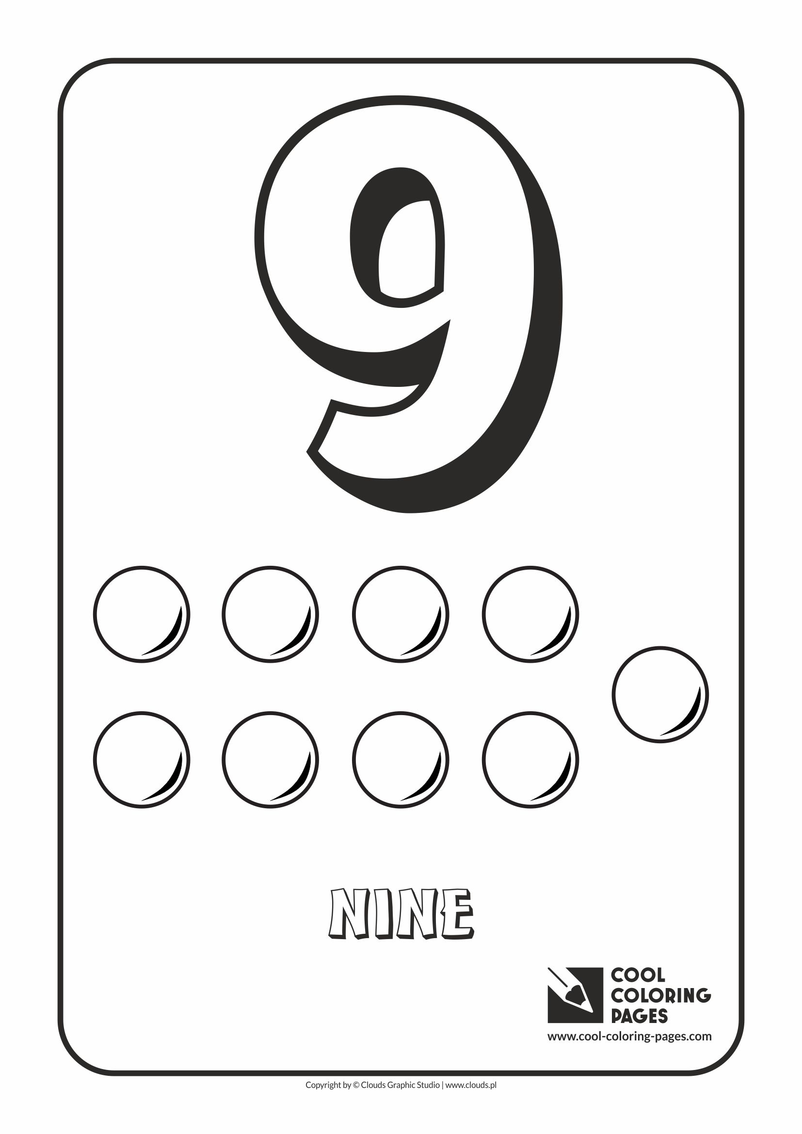 Cool Coloring Pages - Digits / Digit 9 / Coloring page with digit 9