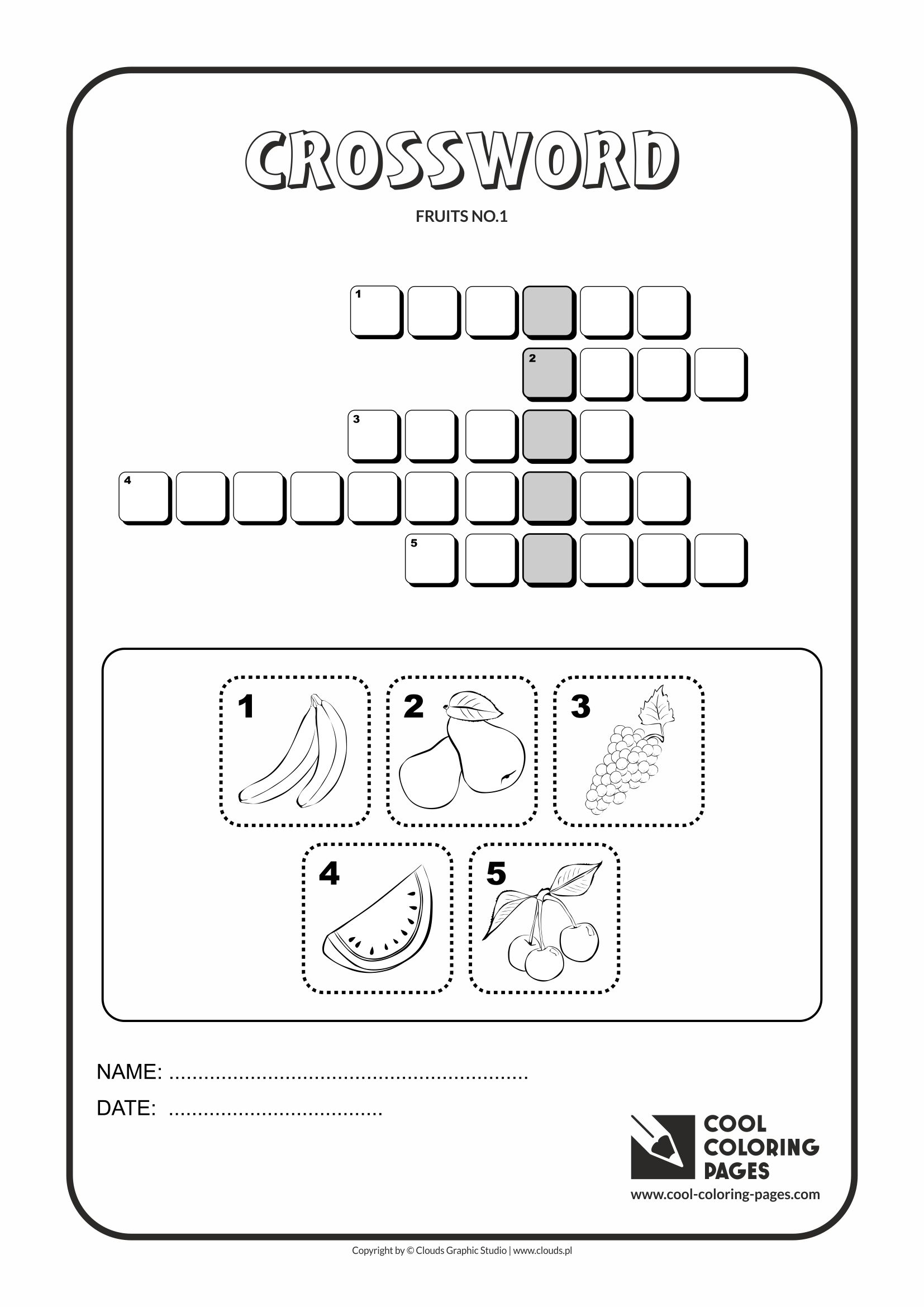 Cool Coloring Pages -Crosswords / Crossword fruits no 1