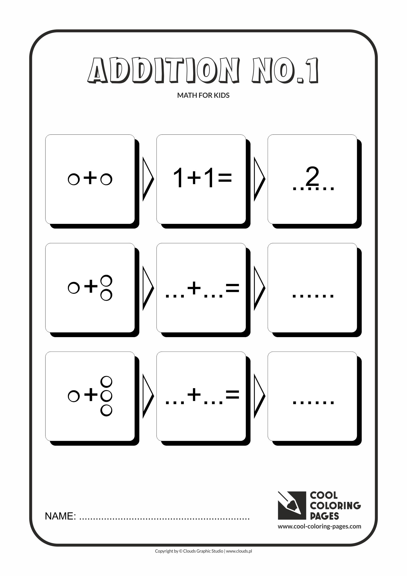 Cool Coloring Pages - Math for kids / Addition no.1