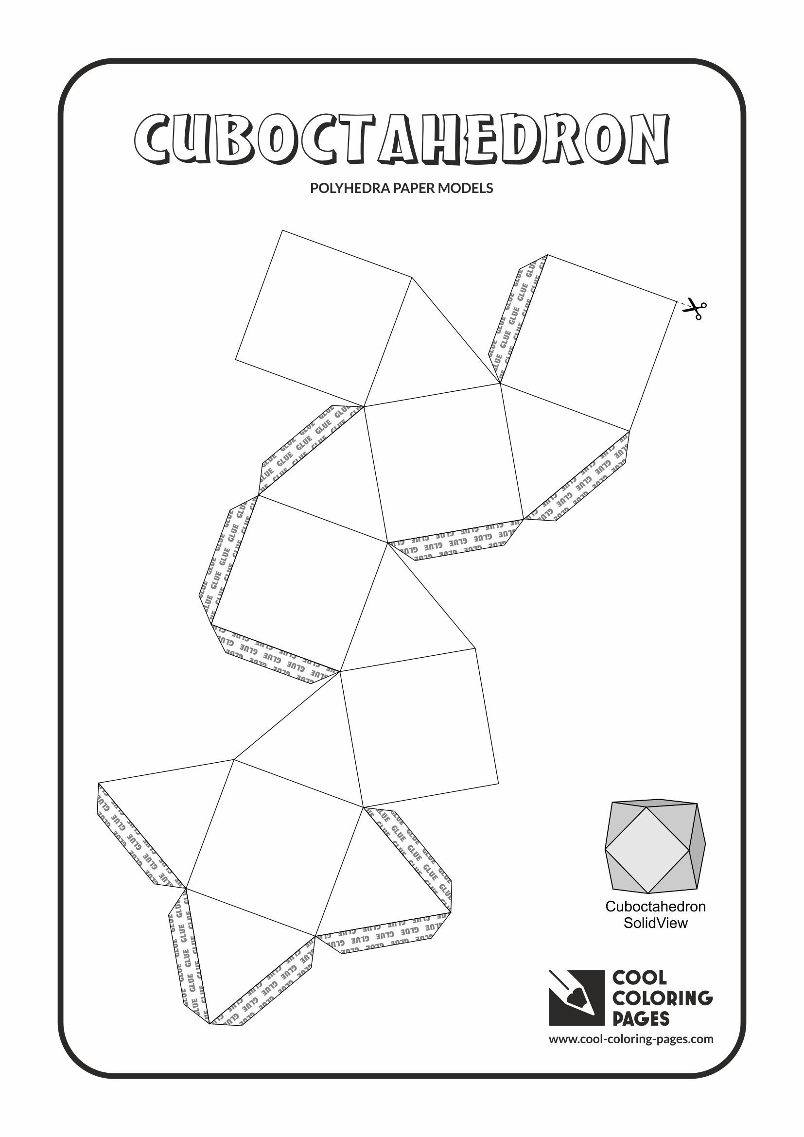 Cool Coloring Pages - Paper models of polyhedra / Paper solids models / Cuboctahedron