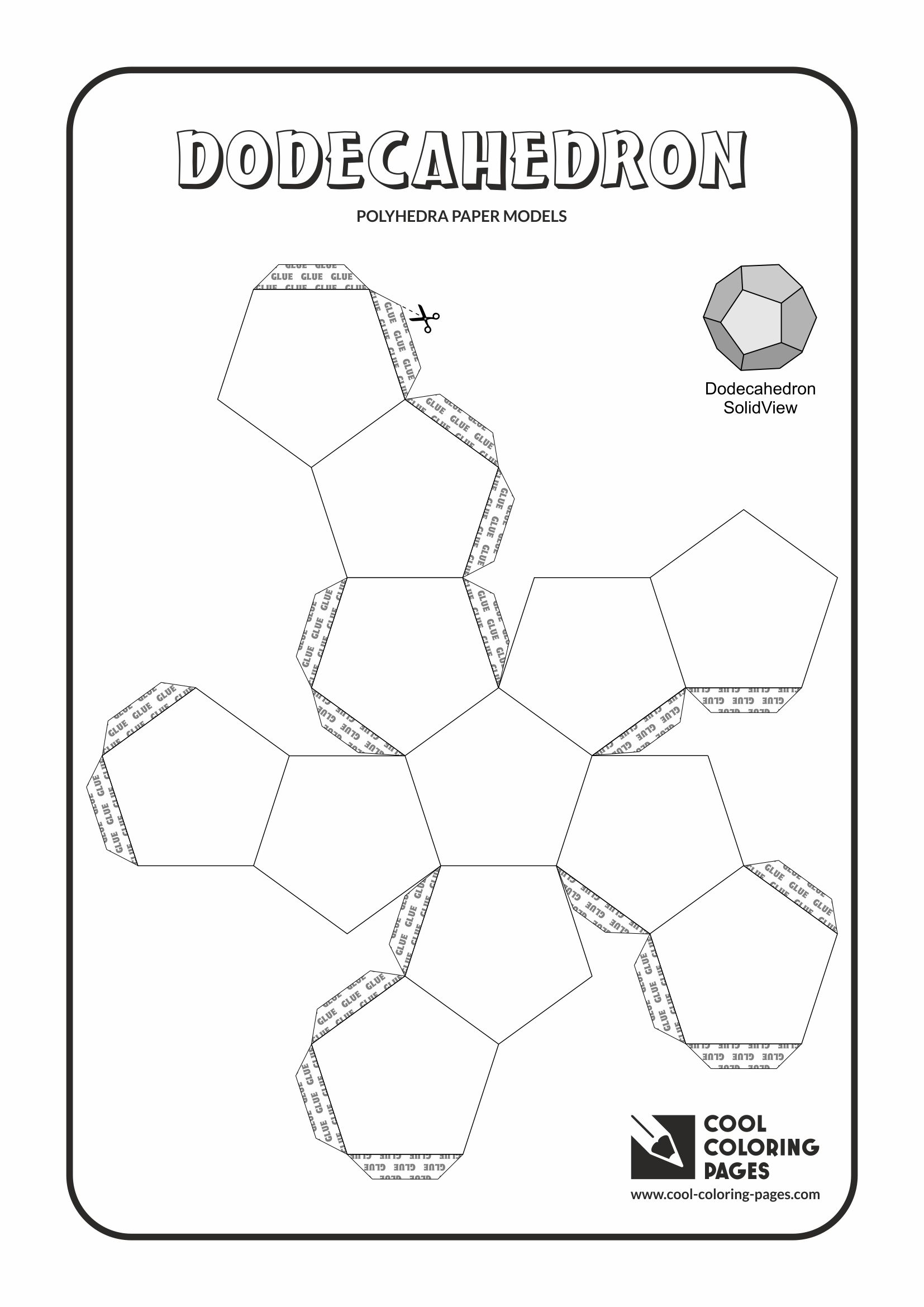 Cool Coloring Pages - Paper models of polyhedra / Paper solids models / Dodecahedron