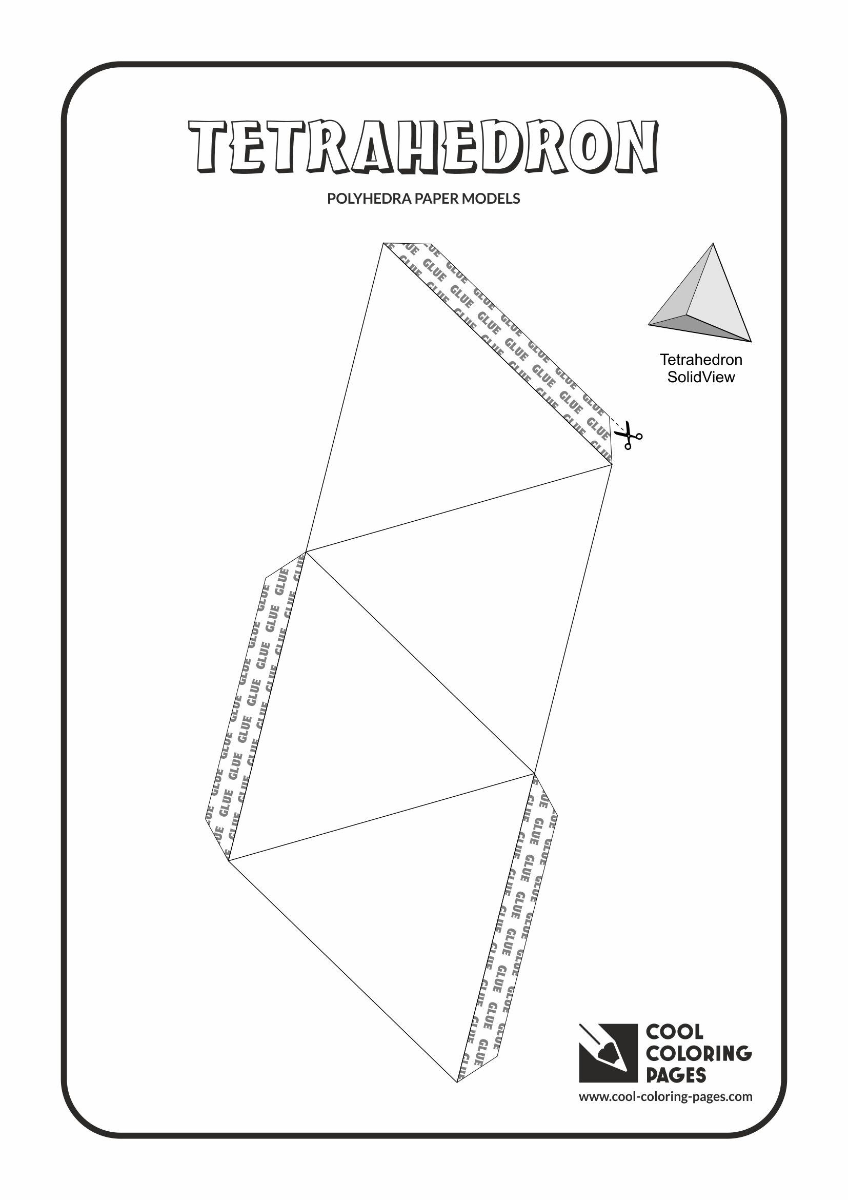 Cool Coloring Pages - Paper models of polyhedra / Paper solids models / Tetrahedron