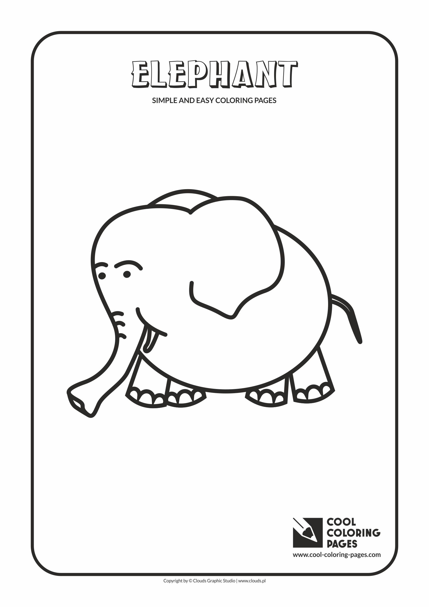 Simple and easy coloring pages for toddlers - Elephant