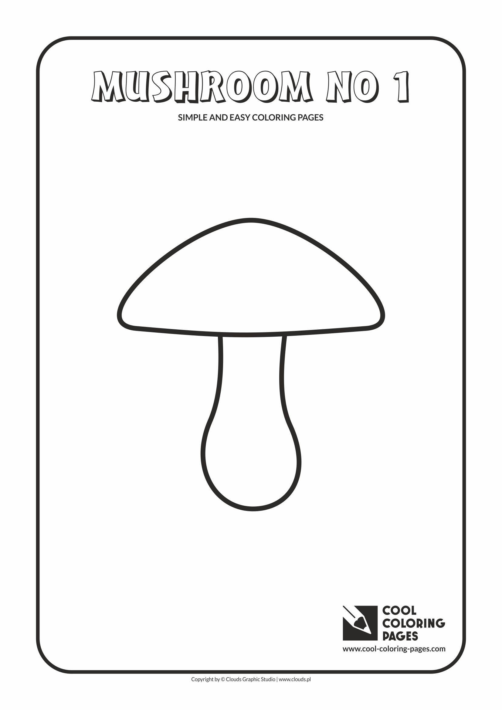 Simple and easy coloring pages for toddlers - Mushroom no 1