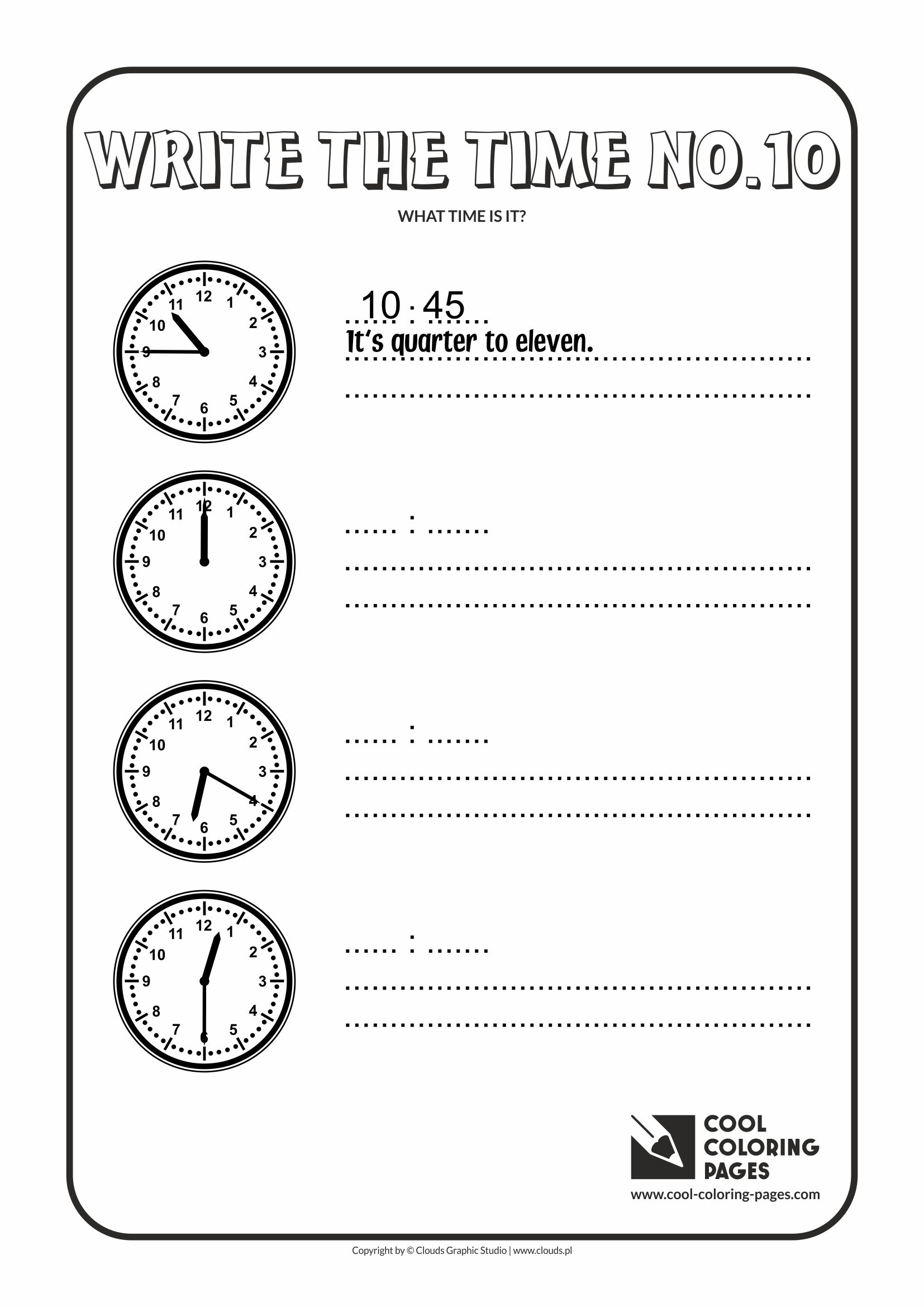 Cool Coloring Pages - Time / Write the time no.10