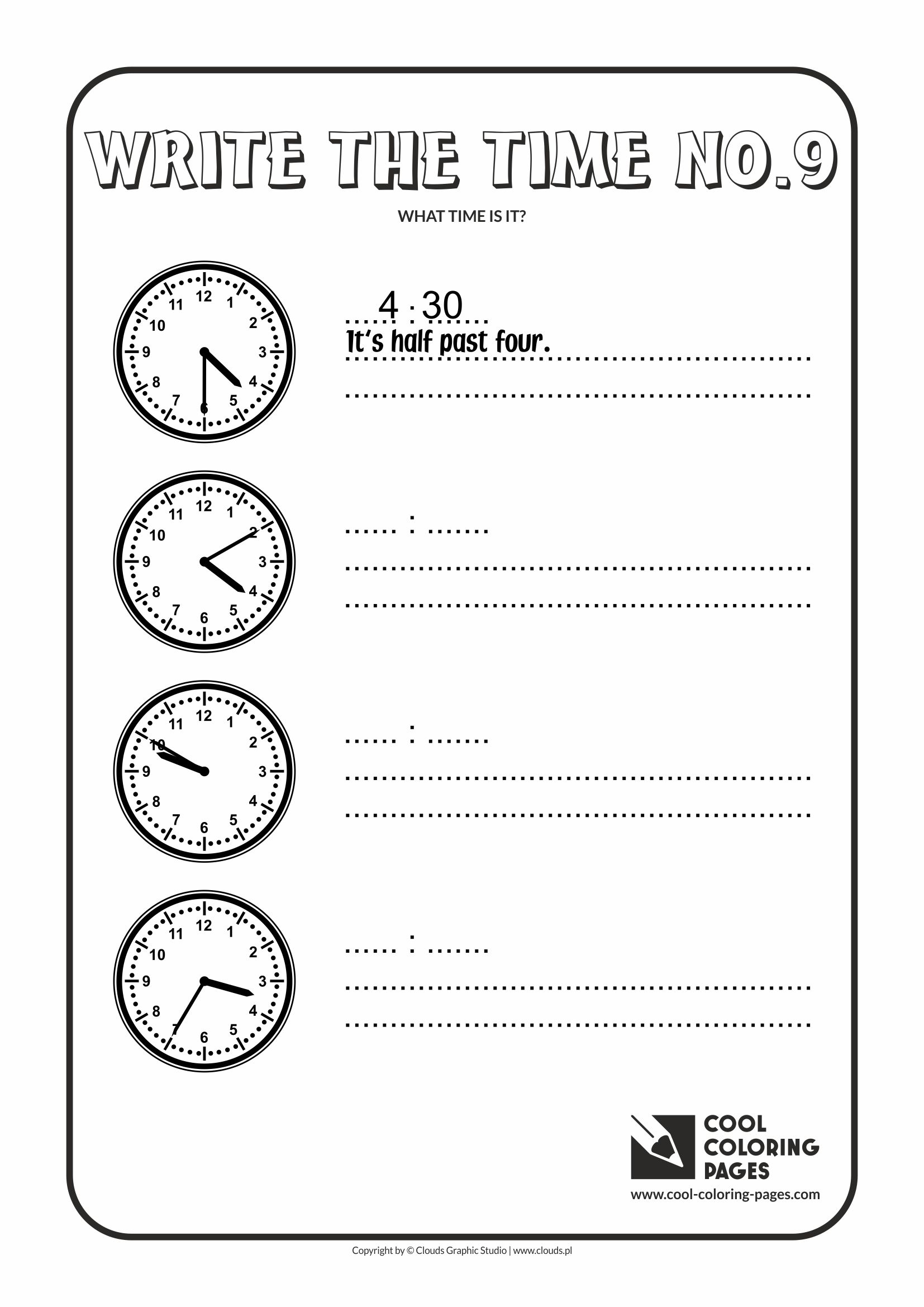 Cool Coloring Pages - Time / Write the time no.9