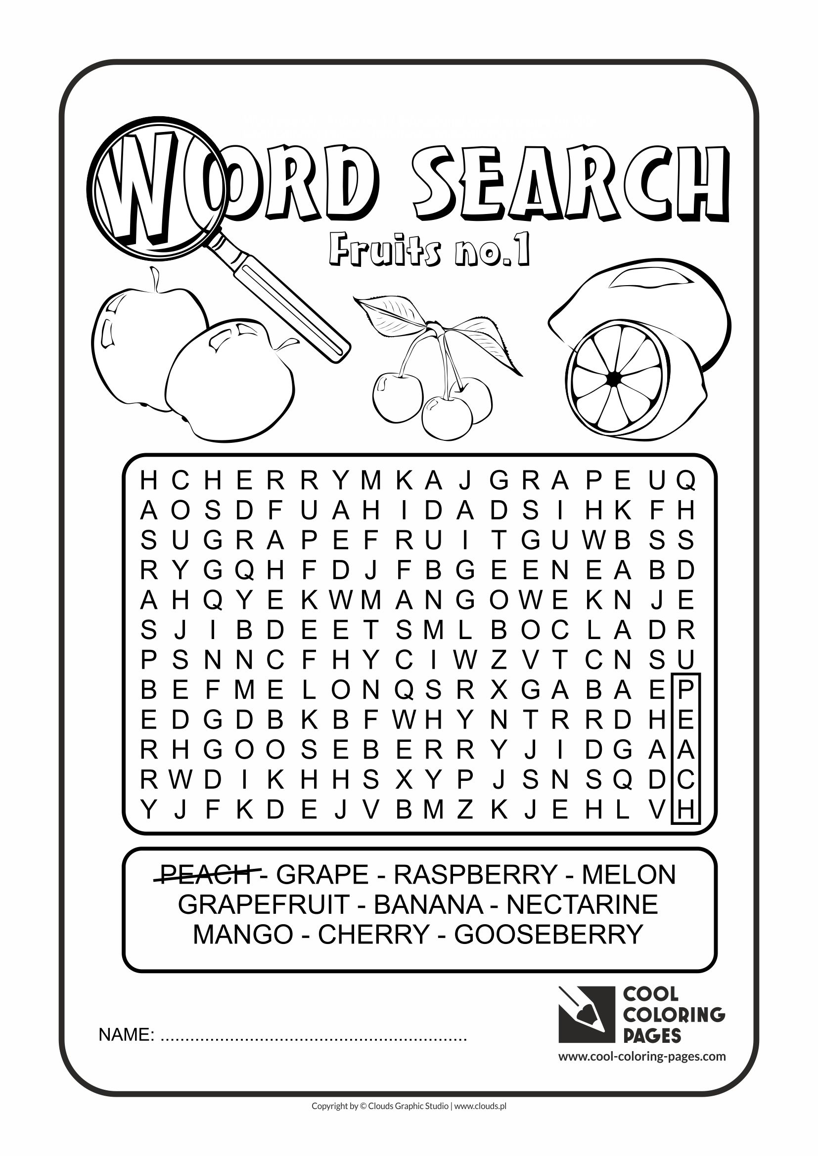 Cool Coloring Pages - Word search / Word search fruits no 1 / Coloring page with word search fruits no 1