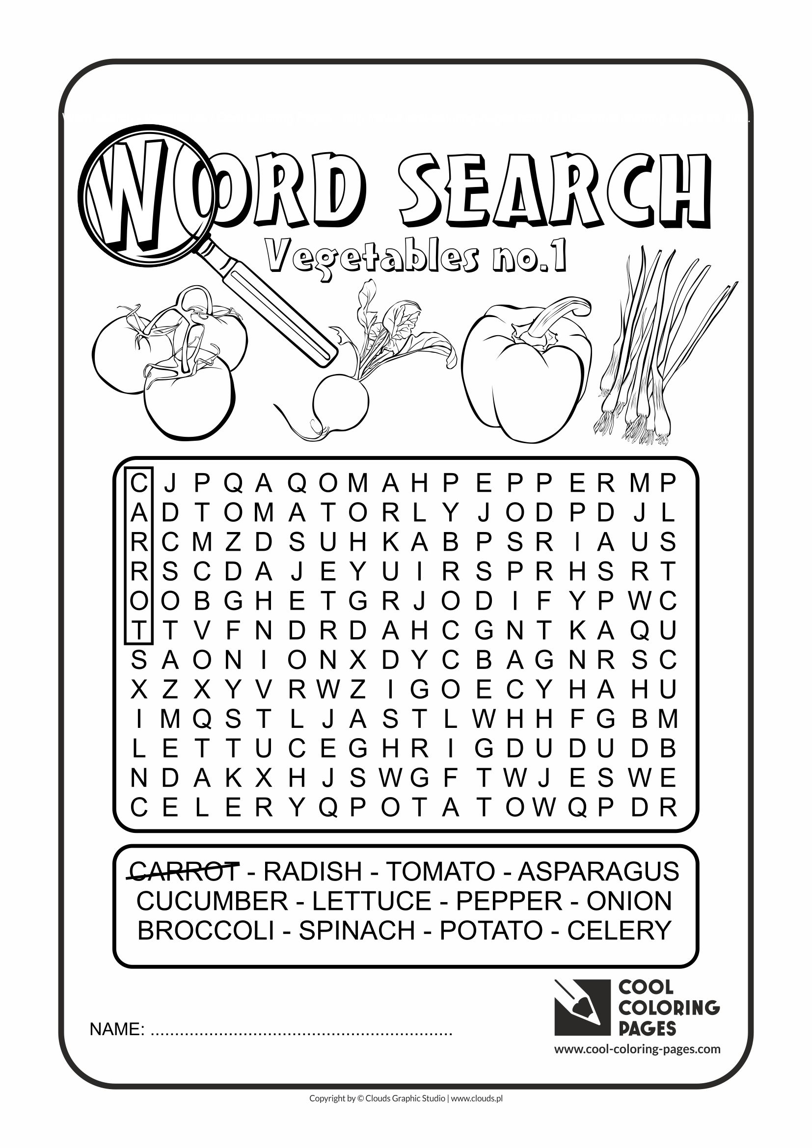 Cool Coloring Pages Word search vegetables no 1 - Cool Coloring Pages