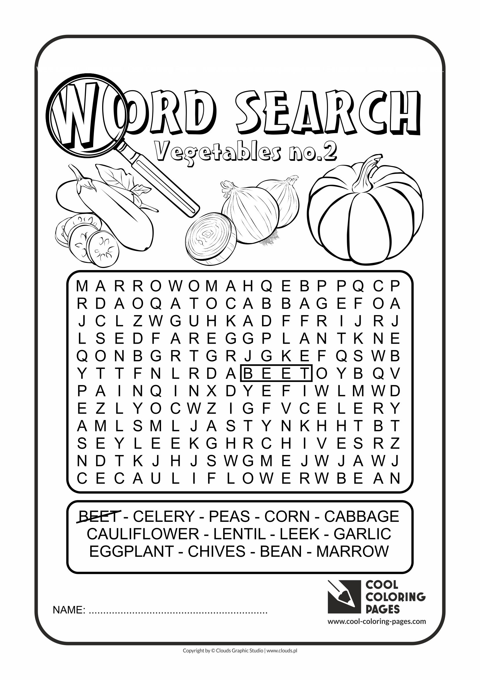 Cool Coloring Pages - Word search / Word search vegetables no 2 / Coloring page with word search vegetables no 2