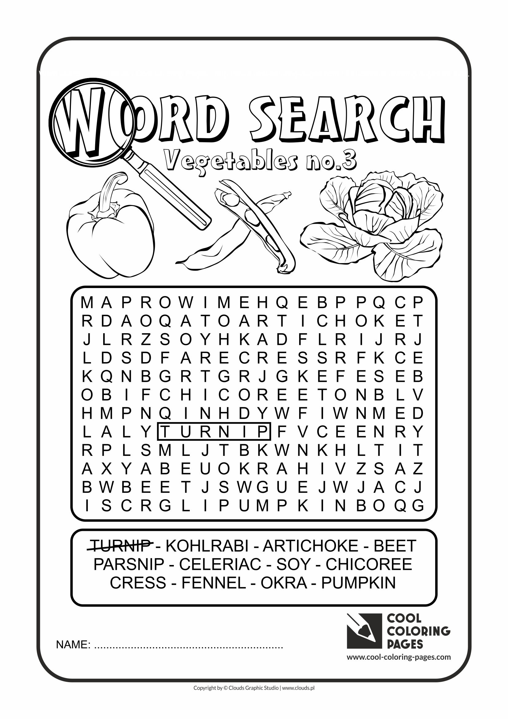 Cool Coloring Pages - Word search / Word search vegetables no 3 / Coloring page with word search vegetables no 3
