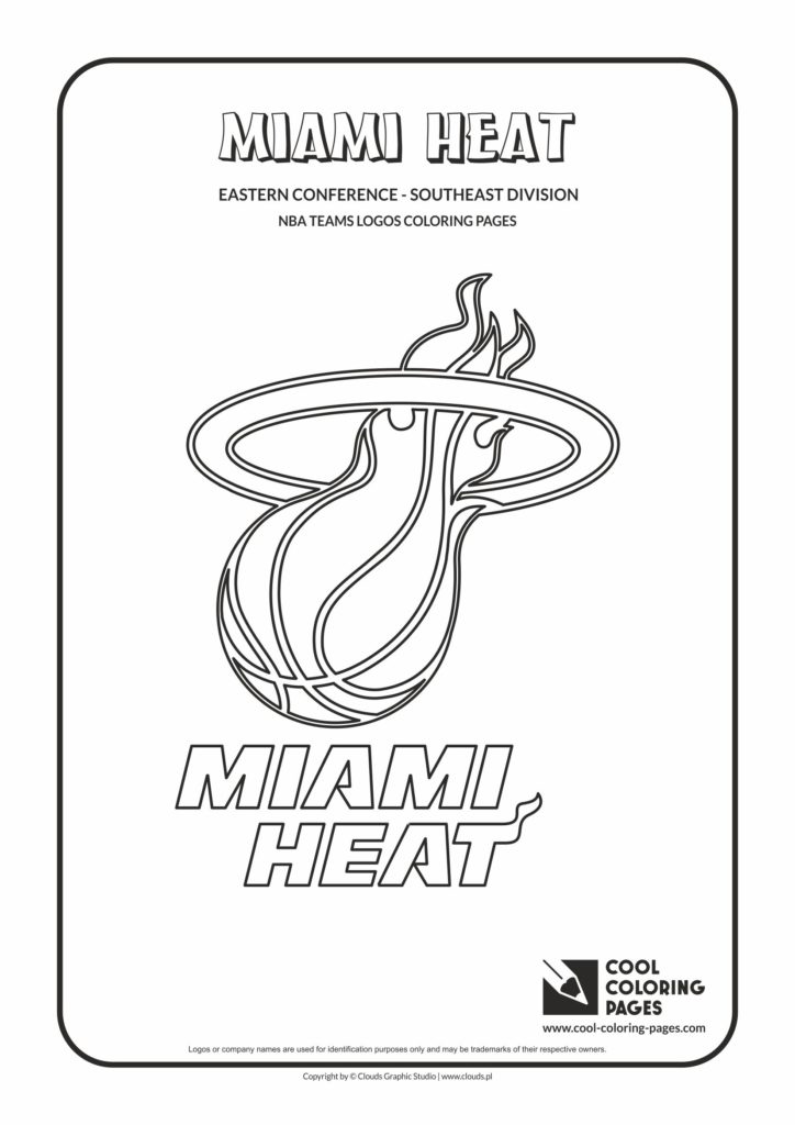Cool Coloring Pages Miami Heat NBA basketball teams logos coloring