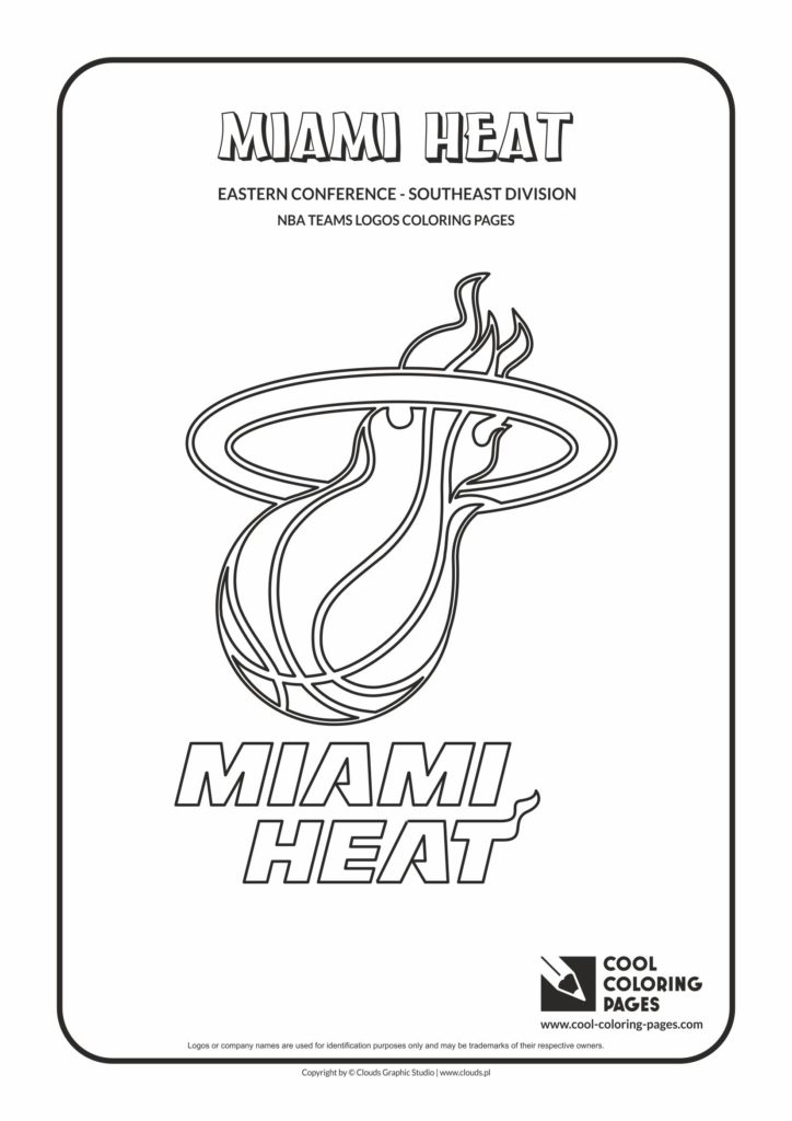 Cool Coloring Pages Miami Heat - NBA basketball teams logos coloring