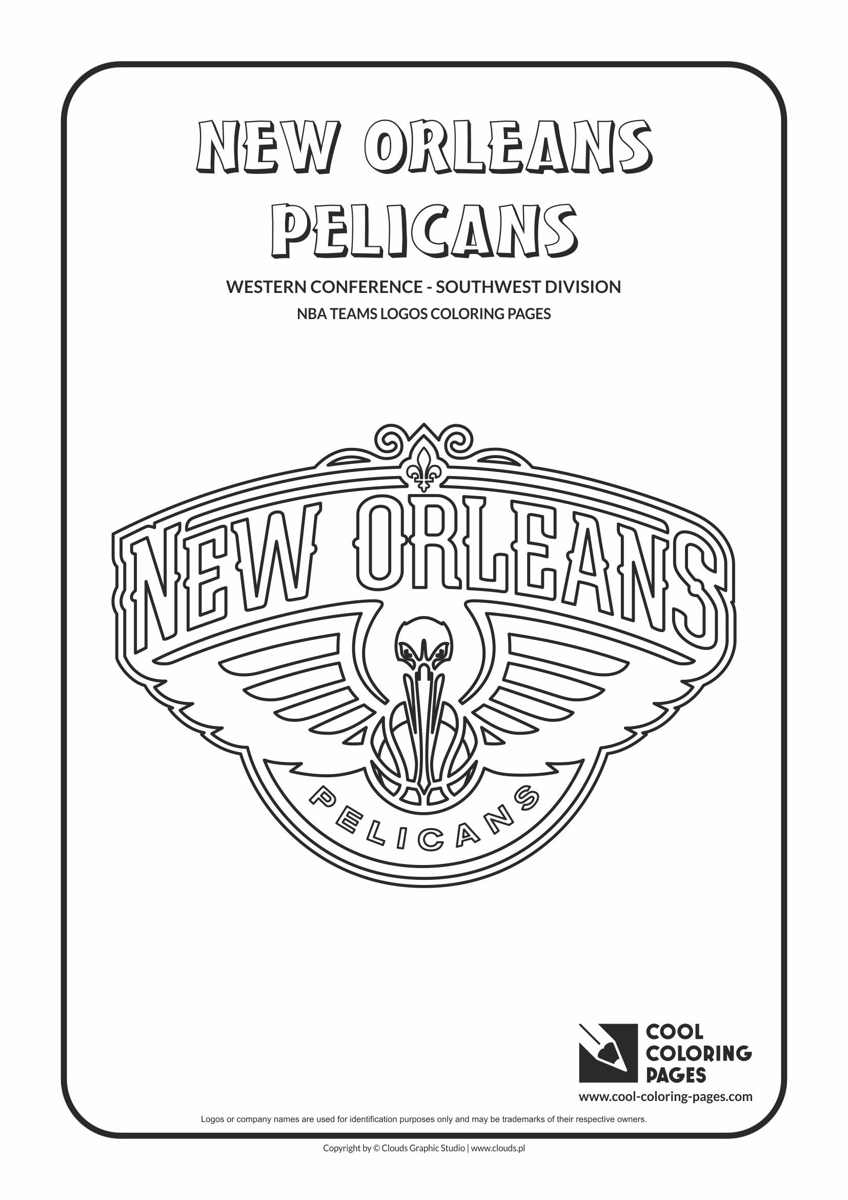 Cool Coloring Pages - NBA Basketball Clubs Logos - Western Conference - Southwest Division / New Orleans Pelicans logo / Coloring page with New Orleans Pelicans logo