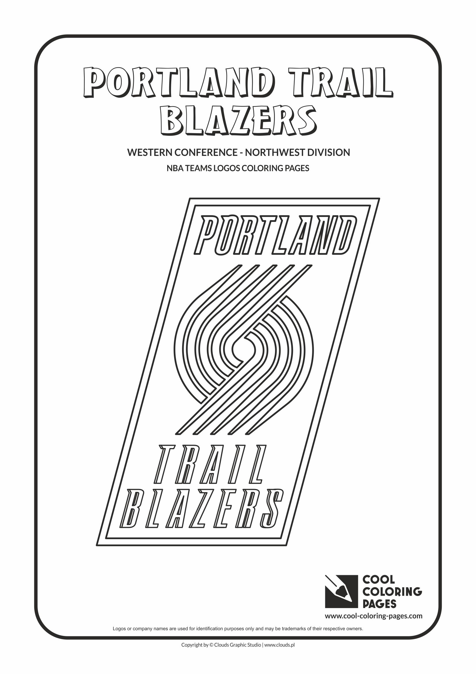 Cool Coloring Pages - NBA Basketball Clubs Logos - Western Conference - Northwest Division / Portland Trail Blazers logo / Coloring page with Portland Trail Blazers logo