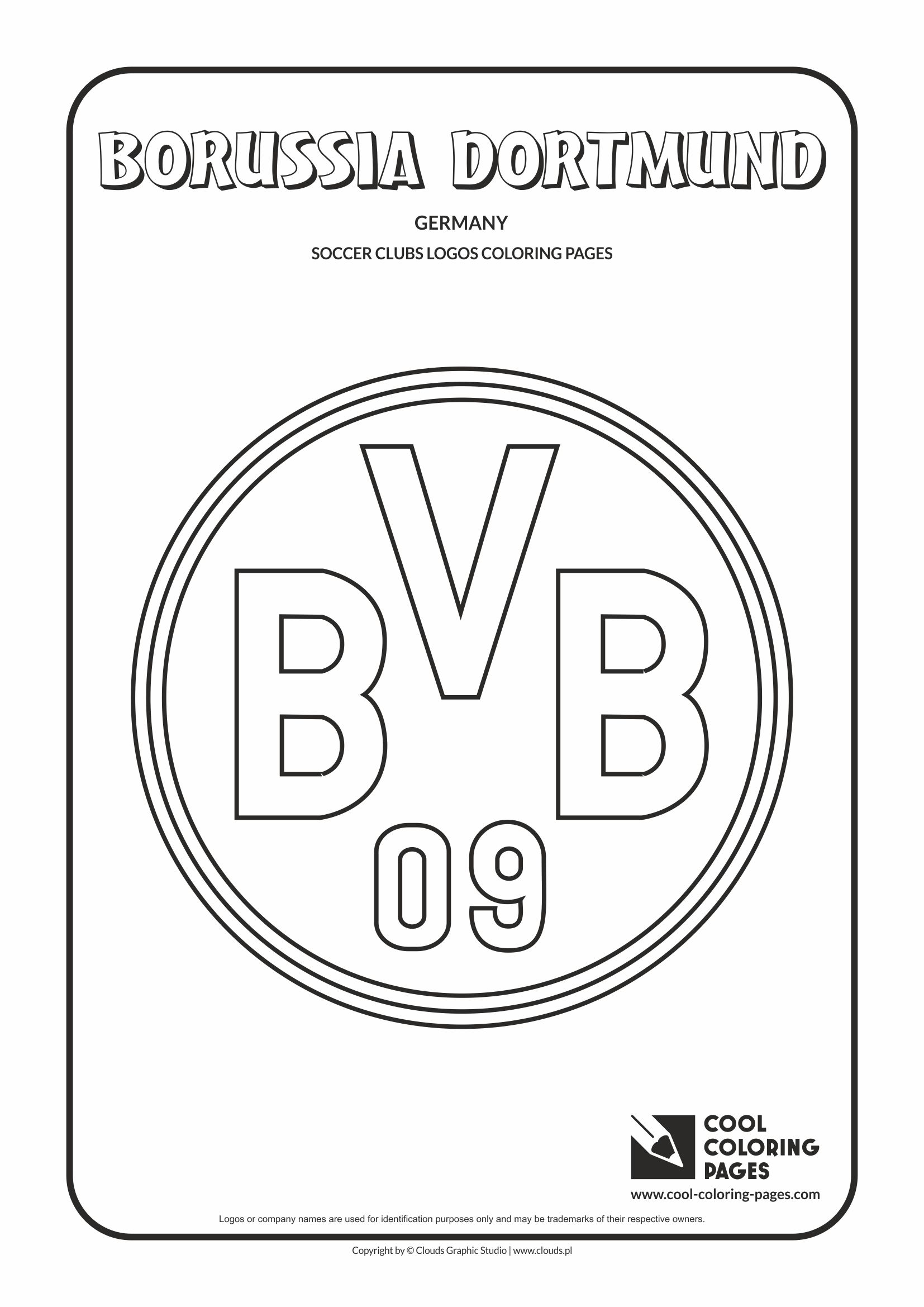 Cool Coloring Pages - Soccer Clubs Logos / Borussia Dortmund logo / Coloring page with Borussia Dortmund logo