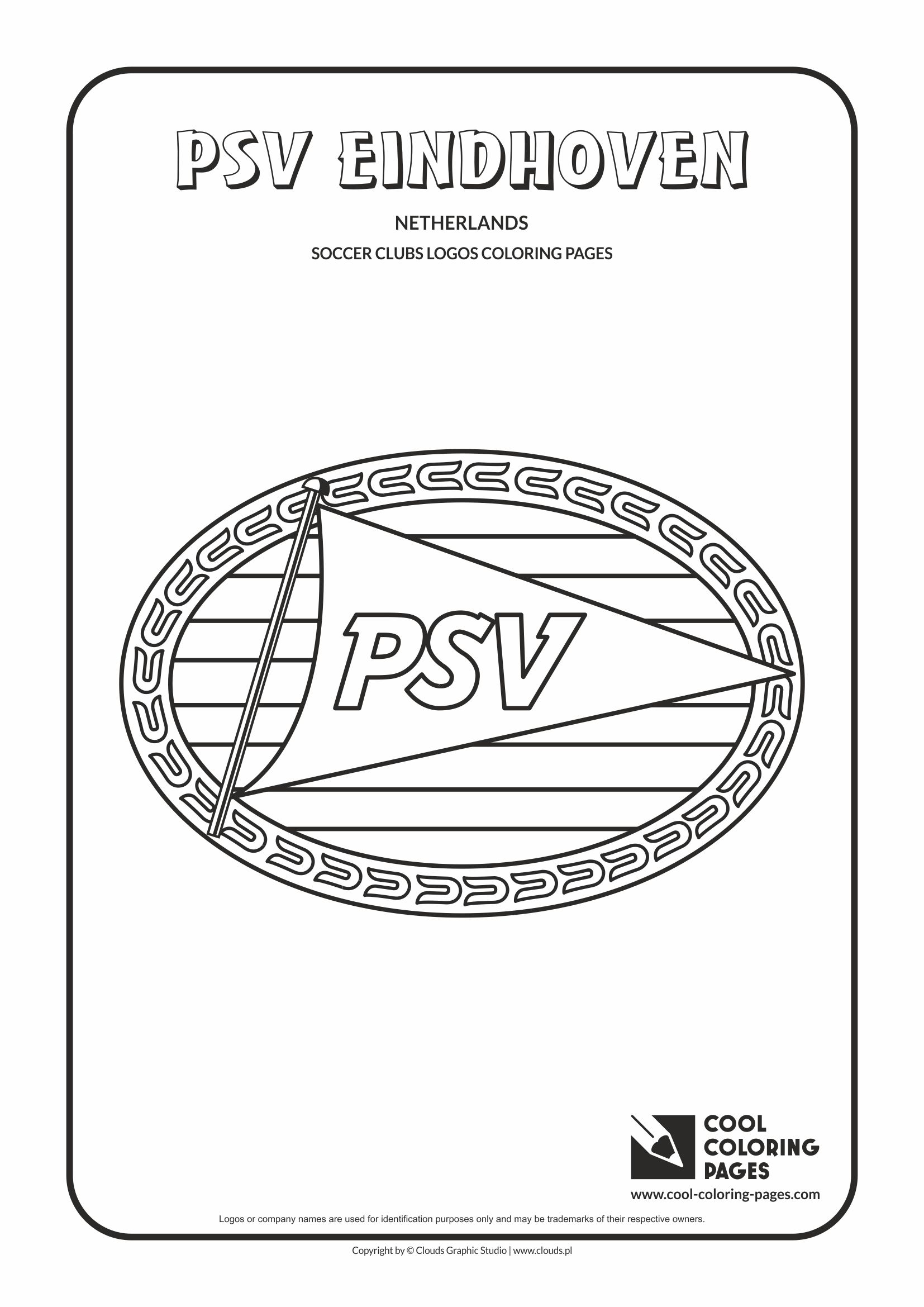 Cool Coloring Pages - Soccer Clubs Logos / PSV Eindhoven logo / Coloring page with PSV Eindhoven logo