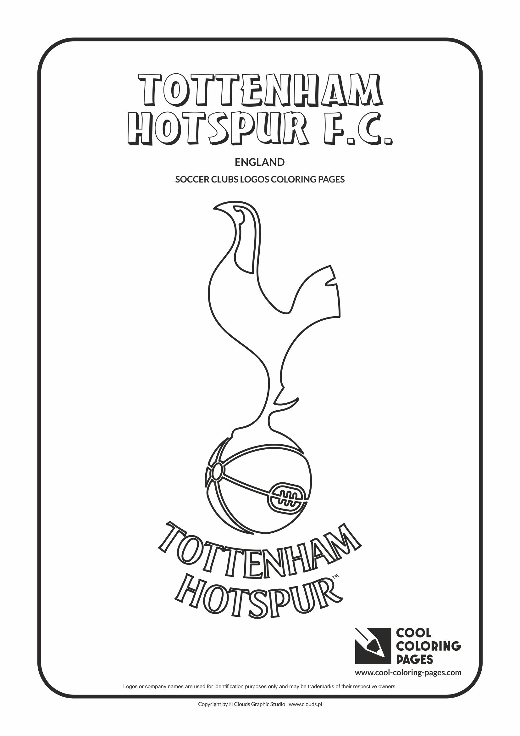 Tottenham Hotspur F.C. logo coloring / Coloring page with Tottenham Hotspur F.C. logo / Tottenham Hotspur logo colouring page.