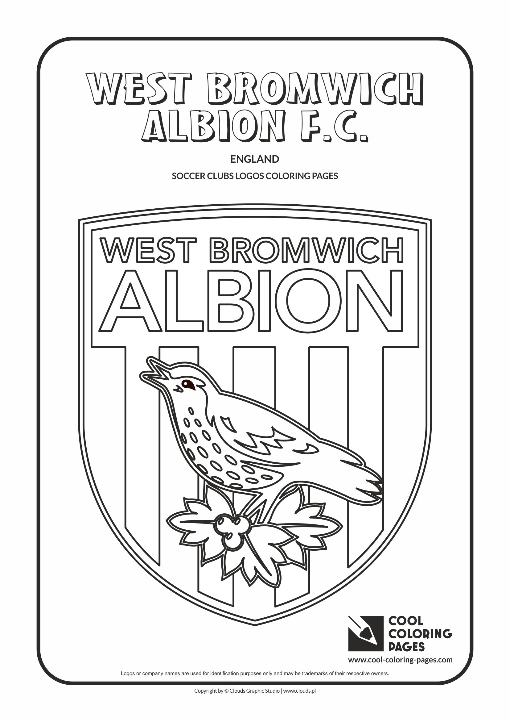 West Bromwich Albion F.C. logo coloring / Coloring page with West Bromwich Albion F.C. logo / West Brom logo colouring page.